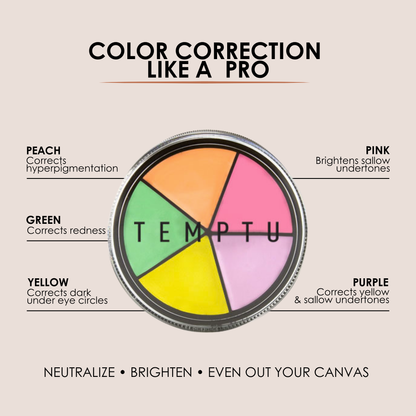 Descriptor page of the color wheel showing peach, pink, green, purple, and yellow options.