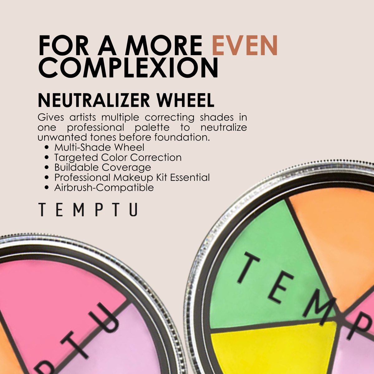 A descriptor page of the neutralizer wheel targeted toward professional makeup artists.