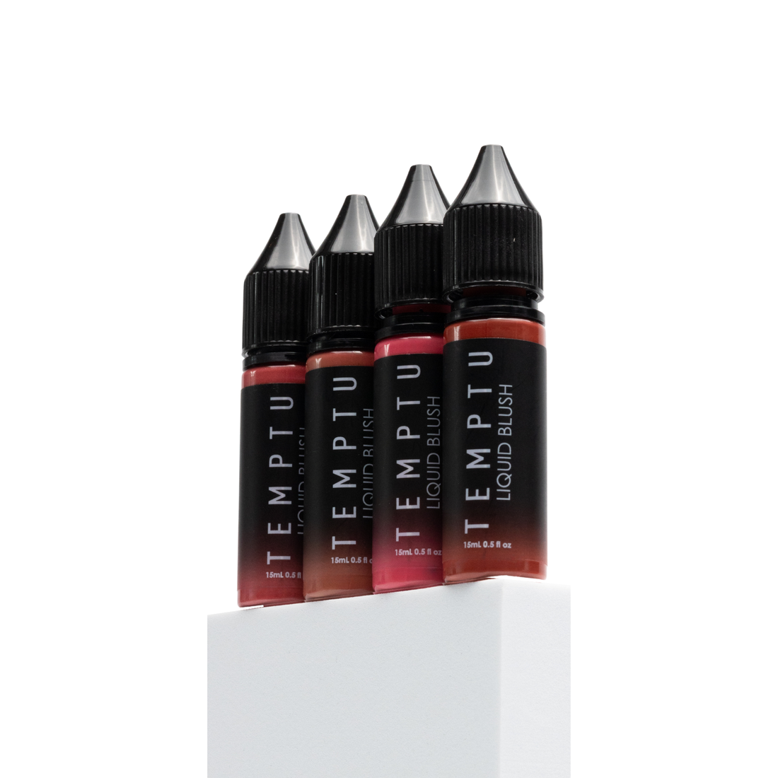 A visual of Temptu liquid blush set from low angle.