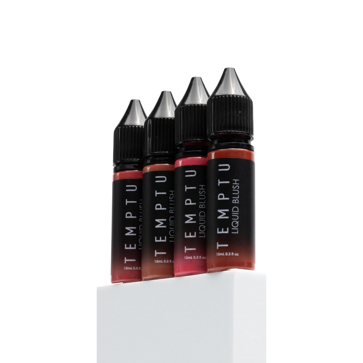 A visual of Temptu liquid blush set from low angle.
